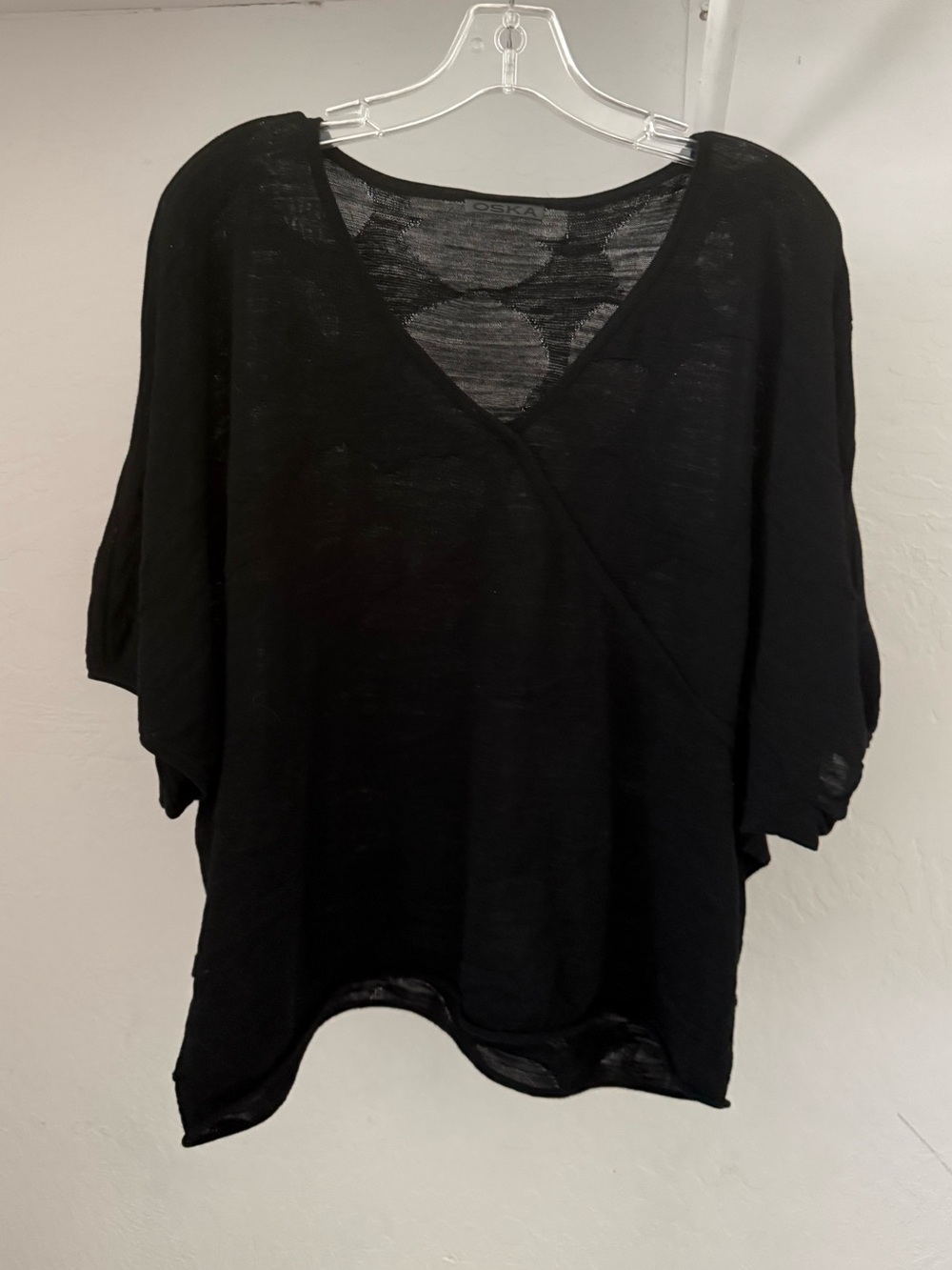 Oska Black Knit Top with Circle Pattern Size 4